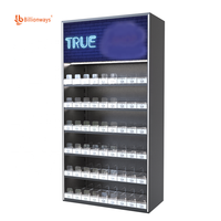 Vente en gros de présentoir à cigarettes en métal à 6 niveaux avec éclairage LED, présentoir à cigarettes verrouillable pour magasin de tabac, présentoir à cigarettes à vendre