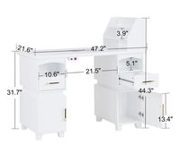 Table à ongles ergonomique réglable avec grande surface de travail et dépoussiéreur intégré pour salons de manucure, salons de beauté et salons de coiffure, en bois