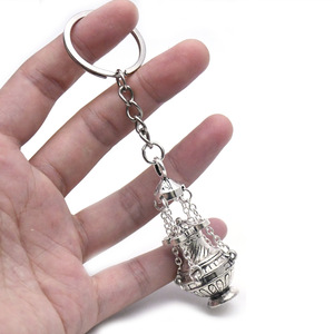 Porte-clés Pendentif Brûle-encens en Argent Tibétain, Argent Vieilli, Cadeau Unisexe, Breloque, Accessoire de Mode - Product Image 3