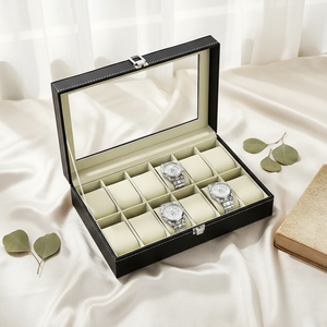 Boîte de rangement en cuir pour 12 <span class=keywords><strong>montres</strong></span>, avec fenêtre, luxe léger, pour collection de vente aux <span class=keywords><strong>enchères</strong></span>, personnalisation intérieure/extérieure, vente en gros - Product Image 3