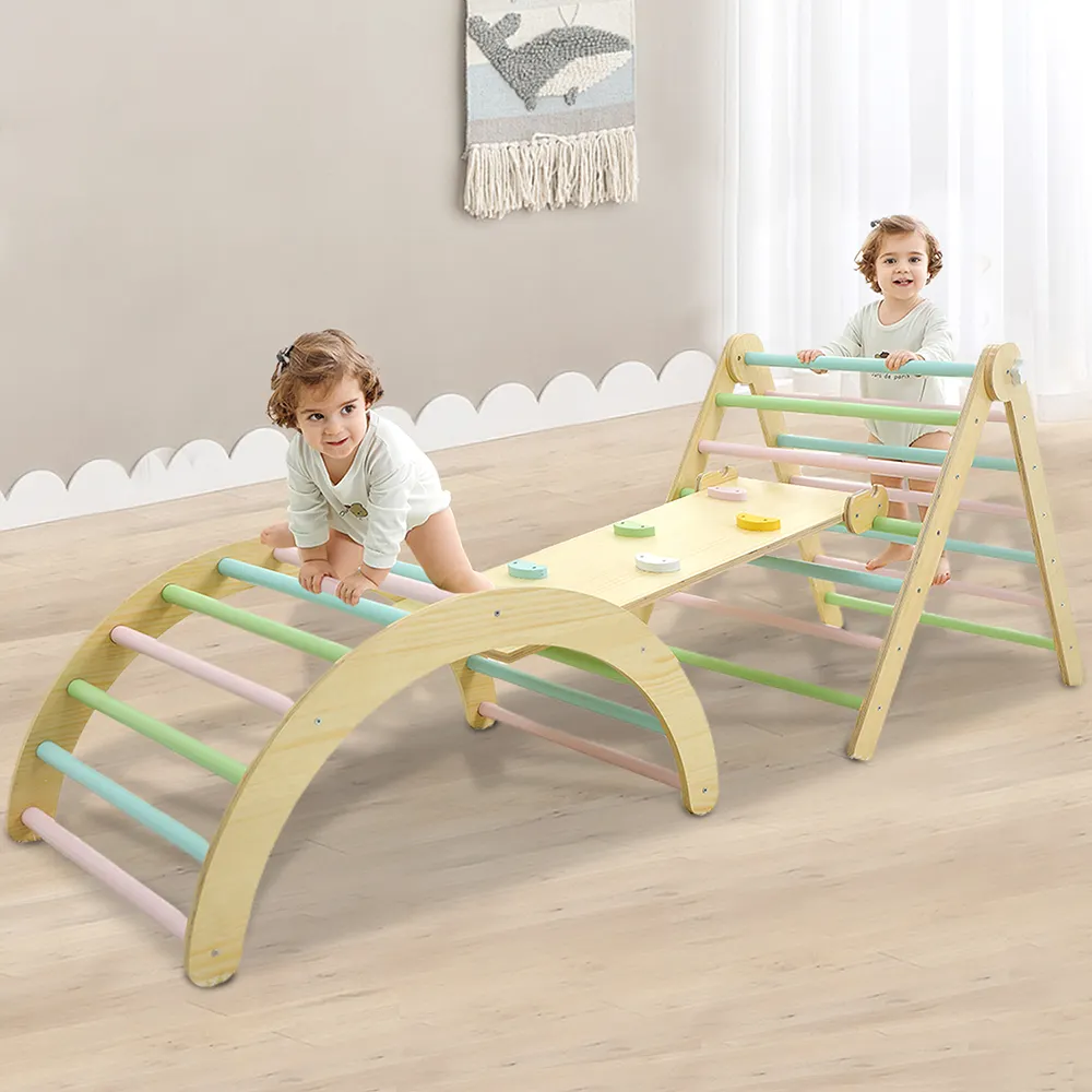 Pikers Triangle Bois Bébé Gym Escalade Triangle Ensemble De 3 Montessori Escalade Cadre En Bois Pour Enfants