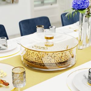 Exquis Juif Matzah Cas Argent Base Acrylique Pessah Table Décoratif Rond <span class=keywords><strong>Matza</strong></span> Titulaire Boîte - Product Image 2