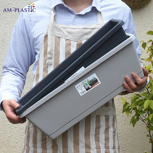 Bac de plantation rectangulaire <span class=keywords><strong>moderne</strong></span> en PP, épaissi, auto-arrosant, en plastique, pour balcon et <span class=keywords><strong>jardin</strong></span> - Product Image 3