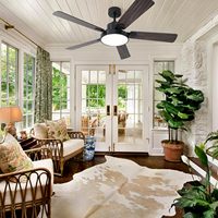 Ventilateur de plafond LED avec fonction de gradation facile à installer 5 pales en contreplaqué-pour l'été et l'hiver-Fabriqué en Chine