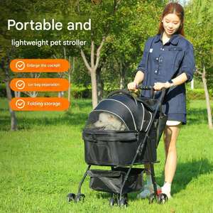 Poussette pliable légère pour animaux de compagnie Chariot de mobilité extérieur confortable pour petits chiens chats avec sac détachable pour produits de voyage - Product Image 4