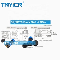 Dernier écrou arrière IP68 SD28 22 broches 5A fileté en plastique montage sur panneau M28 prise d'alimentation connecteur étanche circulaire