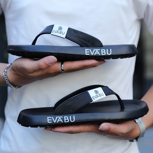Tongs pour hommes Evabu, semelle souple en EVA, moulées par injection, antidérapantes, sandales de plage, chaussures d'été pour jeunes, logo autocollant - Product Image 1