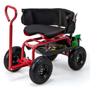 Chariot de jardin pivotant en acier au carbone avec plateau de rangement pour outils et roues mobiles, idéal pour l'extérieur - Product Image 3