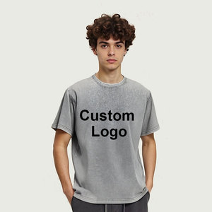 T-shirt unisexe surdimensionné à col rond, délavé et vieilli, avec logo personnalisé, 230 g, poids lourd, rétro, tailles S-5XL - Product Image 1
