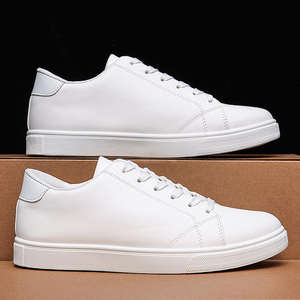 New Small <b>White</b> Walking Style Breathable Lace up Pure Solid Color Low <b>Mens</b> <b>Casual</b> Walking Style <b>Shoes</b> - Product Image 3