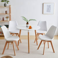 Table à manger ronde avec pieds en bois et plateau en MDF blanc, ensemble de table à manger, table basse moderne, vente en gros Hebei, meubles pour restaurant et maison