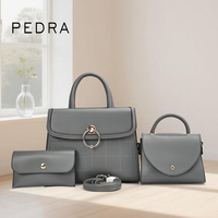 Ensemble de sacs en cuir PU PEDRA 3 en 1 pour mère et fille, sac à rabat matelassé, sac à main et sac bandoulière avec porte-monnaie et porte-cartes assortis