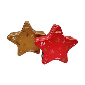 Tùy Chỉnh In Ấn Hình Dạng Ngôi Sao Trang Trí Tinplate Bao Bì Hộp Thiếc Cho Món Quà Hình Dạng Ngôi Sao Container Kim Loại Lon - Product Image 1