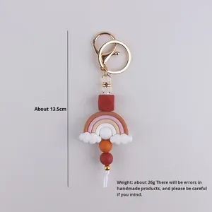 Novo Lançamento Chaveiro de Desenho Animado em Couro e Silicone com Contas de Nuvem Arco-Íris, Suporte para Bolsa, Design Personalizável e Ecológico, Chaveiro da Moda - Product Image 3