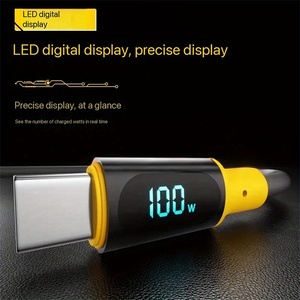 100W LED hiển thị PD sạc nhanh 1.2m 2M USB C Cáp LED hiển thị silicon Loại C đến C Cáp dữ liệu hiển thị kỹ thuật số - Product Image 3