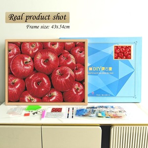 Kit de Peinture Diamant DIY Pommes Rouges Nature Morte, Perles Rondes en Cristal, avec Cadre Rectangulaire Style Moderne - Product Image 2