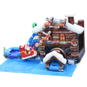 Holiday jumpers bouncing castle santa cabin combo <b>inflatable</b> christmas bounce <b>house</b> with slide - Product Image 2