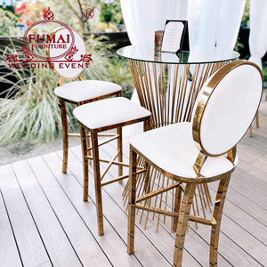 Mesa de Bar Redonda de Acero Inoxidable con Tapa de Vidrio para Fiestas al Aire Libre, para Uso en Bares y Hoteles - Product Image 3