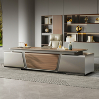 Bureau de direction moderne en forme de L, mobilier de bureau de luxe en bois avec rangement pour suite de direction
