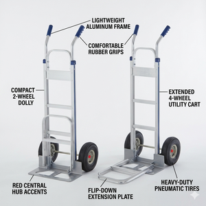 Aluminum Hand <b>Cart</b> 2 Wheel Platform Trolley Durable Utility Dolly for Moving Warehouse Transport Silver Metal Structure - Product Image 6