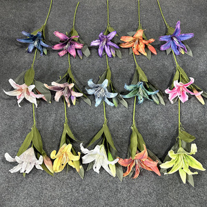 Fleurs de lys artificielles à bourgeon unique, fleurs en soie au toucher réel, décoration de bouquet de mariage - Product Image 2