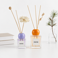 Bouteille en verre vide pour diffuseur de parfum 50ml 100ml, carrée, pour aromathérapie, avec couvercle en bois et bâtonnets en rotin, conteneur de parfum, logo personnalisé