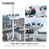 Lampadaire extérieur automatique à mât haut carré, en acier Q235, résistant au vent jusqu'à 180 km/h, durée de vie de 20 ans