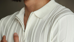 2025 estate nuova maglietta da uomo mezza Zip tinta unita Slim-Fit alla moda Versatile senza colletto in ferro a maniche corte in maglia - Product Image 5