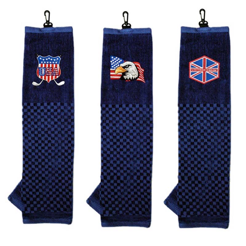Golf sports cotton embroidery towel, folding club towel, customized logo can be acceptable in size 60*40cm