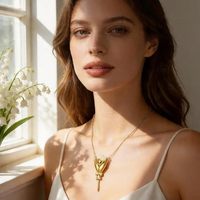 Collier DIY en alliage motif floral pour femme, design de niche, pendentif nœud papillon, chaîne en bambou, accessoire polyvalent de luxe léger pour clavicule