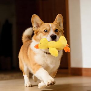 Giocattolo di Peluche a Forma di Anatra per Cani e Gatti, con <span class=keywords><strong>Suono</strong></span> Realistico, Gioco Interattivo da Masticare, Grande, Giallo, per Interni ed Esterni - Product Image 3