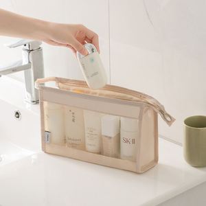 Bolsa de ducha de malla de gran capacidad, bolsa transparente para cosméticos y artículos de aseo con cremallera, organizador de almacenamiento portátil para viajes - Product Image 1