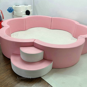 Piscina de Bolas de Espuma y Madera para Parque de Diversiones Interior, Piscina de Bolas de Flores Rosadas para Niños - Product Image 2