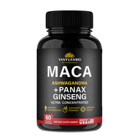Pilules de supplément à base de plantes OEM de marque privée pour hommes et femmes, plus capsules de racine de maca rouge et noire avec ashwagandha ginseng aguaje