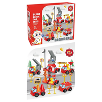 4 en 1 niños 67 piezas coches bloques de construcción juego Diy nuevo montaje gran partícula bloque de construcción camión de bomberos Robot juguete