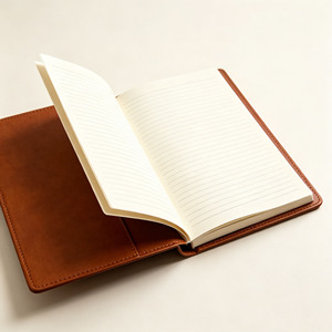 Cuaderno de Tapa Dura Encuadernado en Cuero, Tamaño A6, Páginas Rayadas, Encuadernación Cosida, Libreta de Composición para Estudio y Uso Profesional - Product Image 1