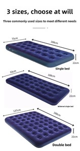 Colchón de aire inflable plegable ligero con superficie flocada de PVC de tamaño completo, alfombrilla plegable tubular para el hogar de 188cm de longitud, sueño profundo - Product Image 2