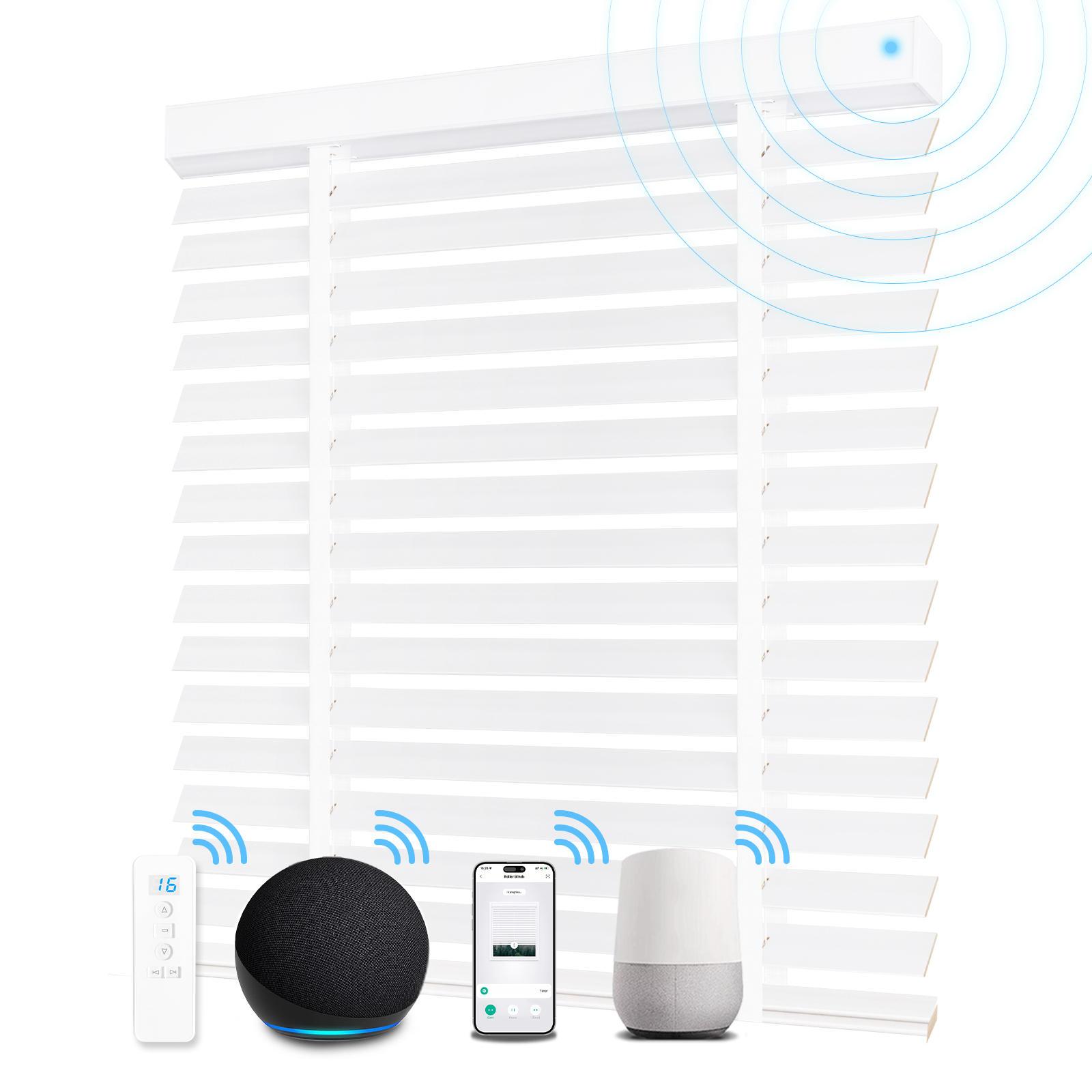 OEM Smart Tuya Wifi Alxea Remote Control Modern Automatic Blackout Motorized Solid Wood Slat Shades Wooden Blinds for Window · image 8