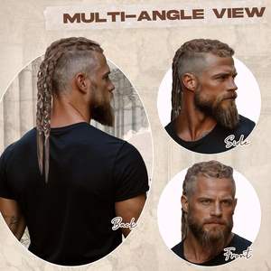 Extensiones <span class=keywords><strong>de</strong></span> Cabello Vikingas para <span class=keywords><strong>Hombre</strong></span>, 24 Pulgadas, Hechas a Mano, Cola <span class=keywords><strong>de</strong></span> Caballo Trenzada con Clip, Accesorios <span class=keywords><strong>de</strong></span> Guerrero <span class=keywords><strong>Vikingo</strong></span> Renacentista para Halloween - Product Image 4