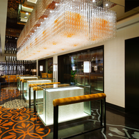 Lustre suspendu moderne sur mesure ANNO en tubes de verre, éclairage LED pour projet de salle de bal d'hôtel