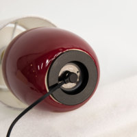 Lampe de table moderne en céramique rouge avec abat-jour en tissu, rechargeable sans fil, chargeur sans fil, décoration d'intérieur, café d'hôtel