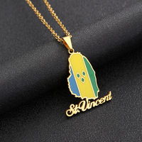 Nouvel Arrivage Collier Pendentif Carte de Saint-Vincent en Acier Inoxydable Style Ethnique Unisexe Bijou Transfrontalier pour Couples