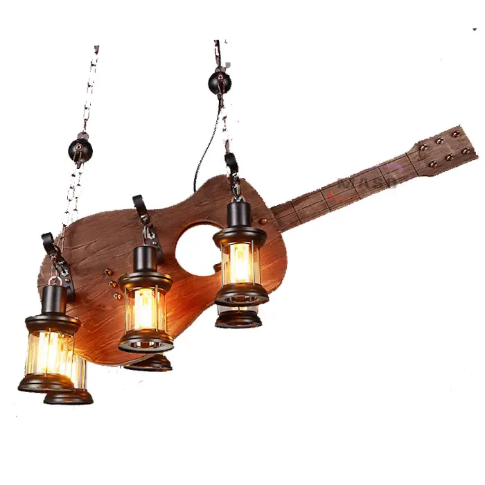 סיני עץ גיטרה חלקי עץ תליון מנורת stand אור קבועה