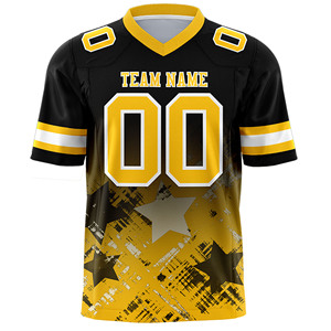 Groothandel Retro American Football T-shirts Gepersonaliseerd Ademend Snel Droogend Sterren Gradient Korte Mouw Rugby Jersey - Product Image 4