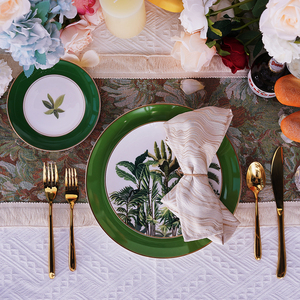 Mới nhất sang trọng màu xanh lá cây thực vật Sứ Xương Trung Quốc Bộ bữa ăn tối Hardy chuối Lá Bộ đồ ăn đồ ăn cho sự kiện & phục vụ - Product Image 1