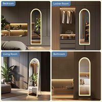 Espejo Arqueado de Cuerpo Entero con Luz LED, Personalizable, de Pie o para Montar en la Pared, para Dormitorio, Vestidor o Sala de Estar