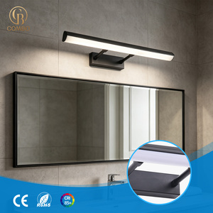 Miroir de salle de bain LED mural moderne en aluminium noir, lumière blanche chaude 3500K, indice de protection IP20, garantie de 3 ans, commande par interrupteur E27 - Product Image 1