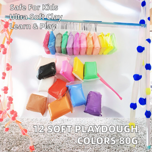 Plastilina Leggera ad Asciugatura all'Aria Brighten 80g, 12 Colori, Unisex, Super Morbida, Non Tossica, Educativa, per Bambini 2-4 Anni - Product Image 2