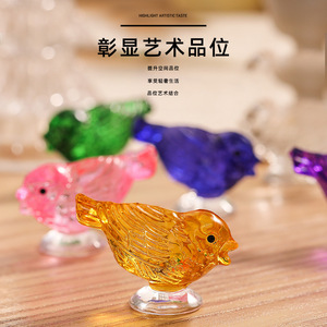Ornement en verre en forme d'oiseau multicolore, décoration de bureau, décoration de la maison, cadeau créatif pour un anniversaire - Product Image 5