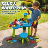 Table de jeu de plage pour enfants, ensemble de jeu éducatif d'extérieur avec tabouret et jouets en plastique pour les enfants de 5 à 7 ans